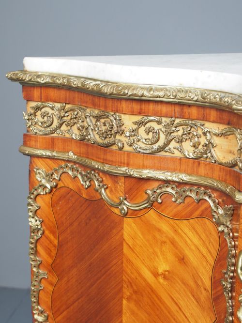ANTIQUE LOUIS XVI STYLE KINGWOOD AND MARBLE CABINET - ADDITIONAL PHOTO 5