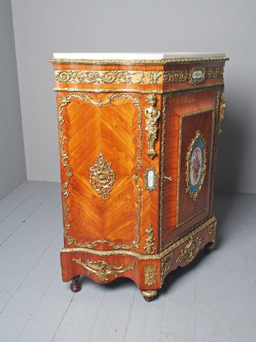 ANTIQUE LOUIS XVI STYLE KINGWOOD AND MARBLE CABINET - ADDITIONAL PHOTO 9