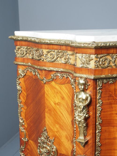 ANTIQUE LOUIS XVI STYLE KINGWOOD AND MARBLE CABINET - ADDITIONAL PHOTO 10