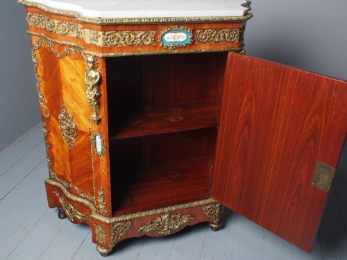 ANTIQUE LOUIS XVI STYLE KINGWOOD AND MARBLE CABINET - ADDITIONAL PHOTO 14