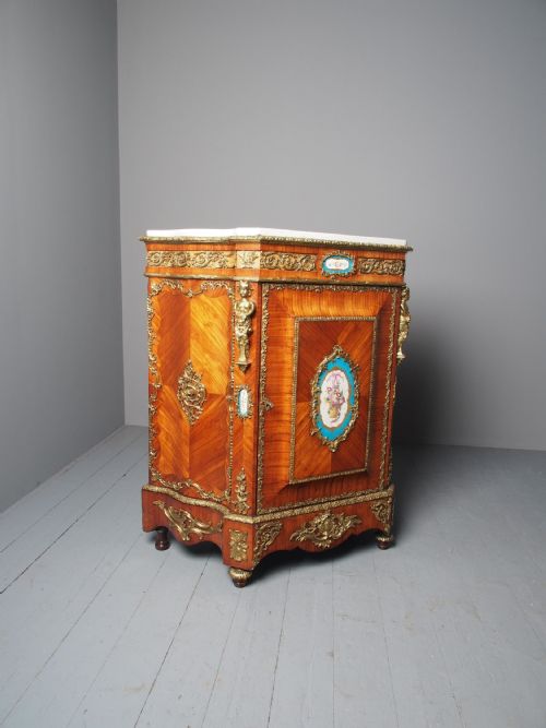ANTIQUE LOUIS XVI STYLE KINGWOOD AND MARBLE CABINET - ADDITIONAL PHOTO 15