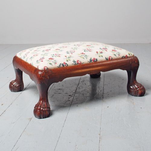 CARVED MAHOGANY FOOTSTOOL BY WHYTOCK AND REID - ADDITIONAL PHOTO 1