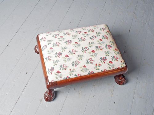 CARVED MAHOGANY FOOTSTOOL BY WHYTOCK AND REID - ADDITIONAL PHOTO 4