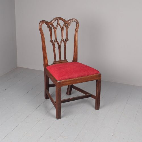 Antique Gothic Chippendale Style Mahogany Side Chair