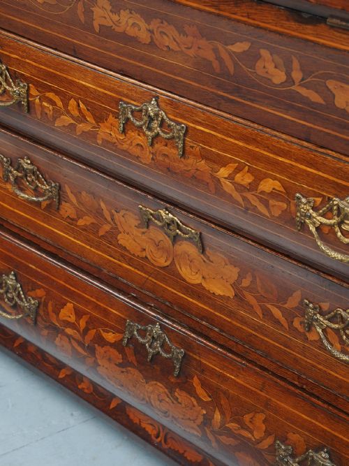 ANTIQUE DUTCH MARQUETRY BOMBE BUREAU - ADDITIONAL PHOTO 9