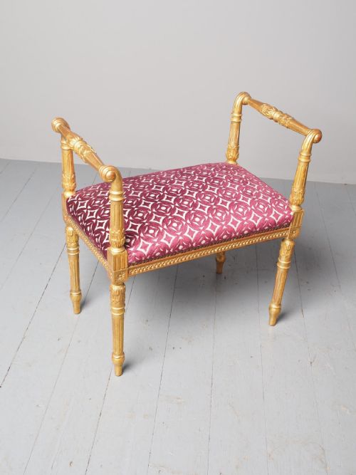 ANTIQUE ADAMS STYLE GILDED WINDOW SEAT - ADDITIONAL PHOTO 3