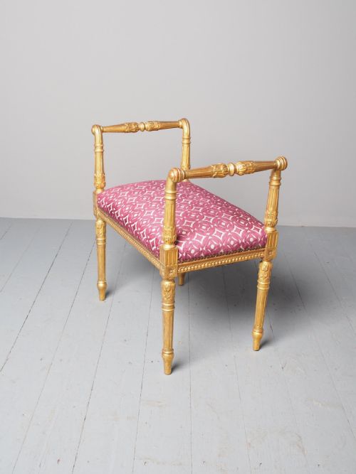 ANTIQUE ADAMS STYLE GILDED WINDOW SEAT - ADDITIONAL PHOTO 10