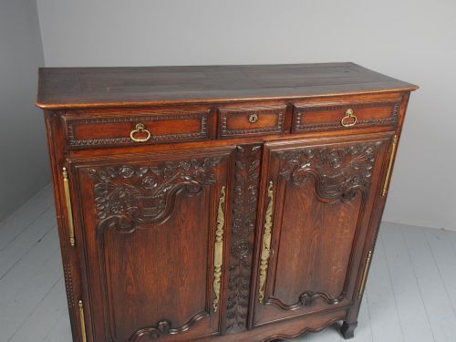 ANTIQUE NORTHERN FRENCH CARVED OAK SIDE CABINET - ADDITIONAL PHOTO 2