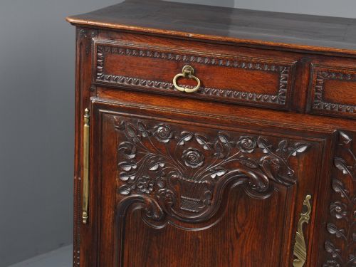 ANTIQUE NORTHERN FRENCH CARVED OAK SIDE CABINET - ADDITIONAL PHOTO 5