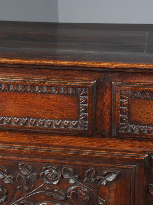 ANTIQUE NORTHERN FRENCH CARVED OAK SIDE CABINET - ADDITIONAL PHOTO 6
