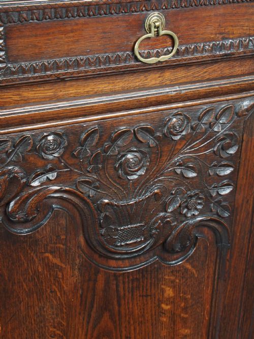 ANTIQUE NORTHERN FRENCH CARVED OAK SIDE CABINET - ADDITIONAL PHOTO 8