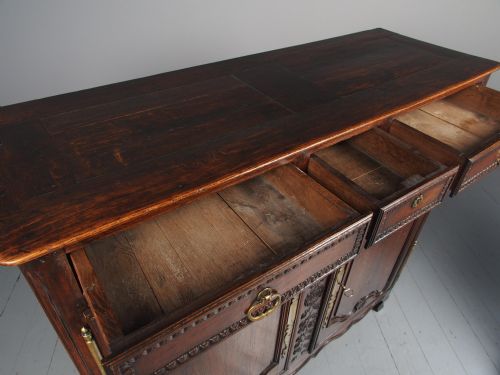 ANTIQUE NORTHERN FRENCH CARVED OAK SIDE CABINET - ADDITIONAL PHOTO 12