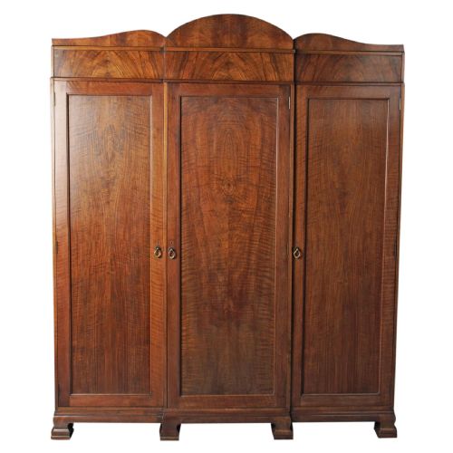 Figured Walnut 3 Door Wardrobe by Whytock and Reid