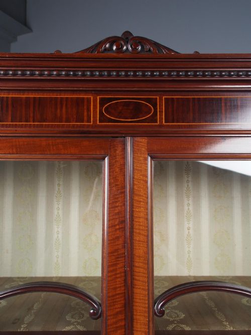 ANTIQUE SHERATON STYLE INLAID MAHOGANY DISPLAY CABINET - ADDITIONAL PHOTO 3