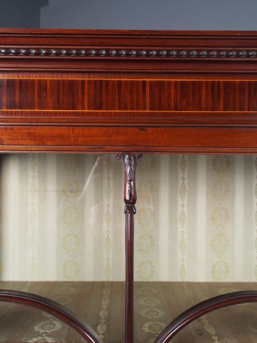 ANTIQUE SHERATON STYLE INLAID MAHOGANY DISPLAY CABINET - ADDITIONAL PHOTO 4