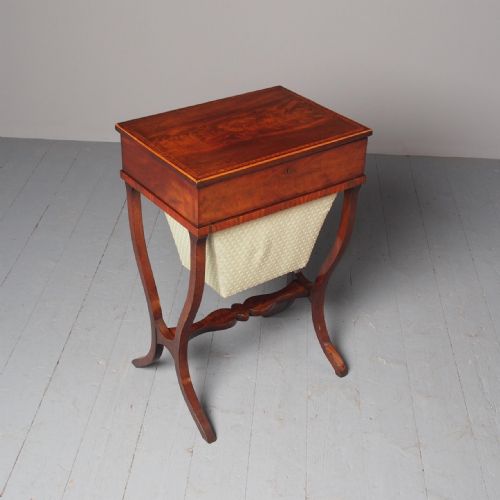Unusual Biedermeier Inlaid Mahogany Work Box or Table