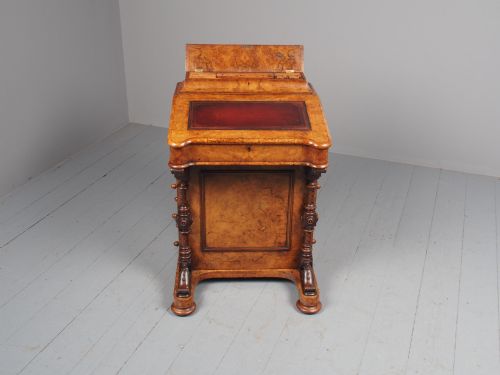ANTIQUE MIDVICTORIAN BURR WALNUT DAVENPORT DESK - ADDITIONAL PHOTO 1