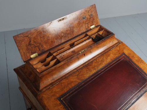 ANTIQUE MIDVICTORIAN BURR WALNUT DAVENPORT DESK - ADDITIONAL PHOTO 2