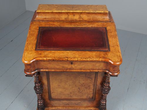 ANTIQUE MIDVICTORIAN BURR WALNUT DAVENPORT DESK - ADDITIONAL PHOTO 3