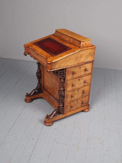 ANTIQUE MIDVICTORIAN BURR WALNUT DAVENPORT DESK - ADDITIONAL PHOTO 6