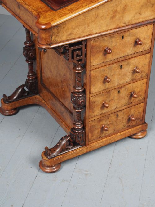 ANTIQUE MIDVICTORIAN BURR WALNUT DAVENPORT DESK - ADDITIONAL PHOTO 8
