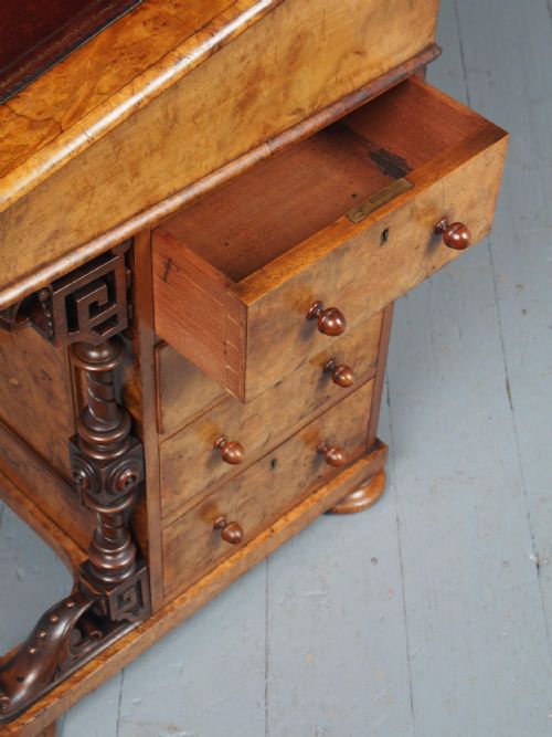 ANTIQUE MIDVICTORIAN BURR WALNUT DAVENPORT DESK - ADDITIONAL PHOTO 9