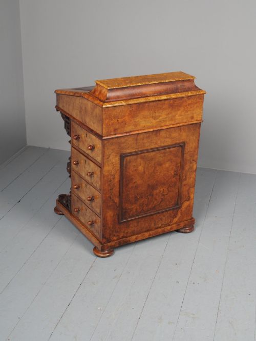 ANTIQUE MIDVICTORIAN BURR WALNUT DAVENPORT DESK - ADDITIONAL PHOTO 11