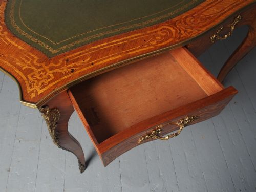 ANTIQUE VICTORIAN INLAID KINGWOOD WRITING TABLE - ADDITIONAL PHOTO 11