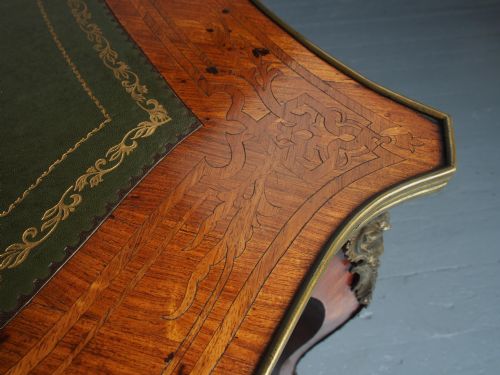 ANTIQUE VICTORIAN INLAID KINGWOOD WRITING TABLE - ADDITIONAL PHOTO 12