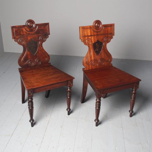 Antique Pair of George III Hall Chairs