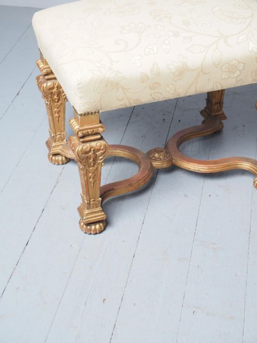 ANTIQUE CARVED GILTWOOD BAROQUE STYLE STOOL - ADDITIONAL PHOTO 3