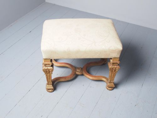 ANTIQUE CARVED GILTWOOD BAROQUE STYLE STOOL - ADDITIONAL PHOTO 8