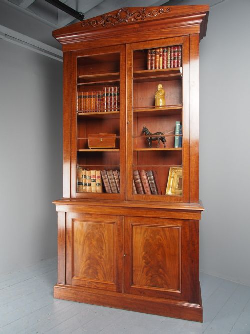 ANTIQUE GEORGE IV MAHOGANY 2 DOOR CABINET BOOKCASE - ADDITIONAL PHOTO 1