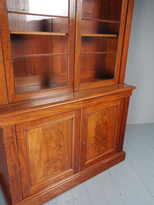 ANTIQUE GEORGE IV MAHOGANY 2 DOOR CABINET BOOKCASE - ADDITIONAL PHOTO 4