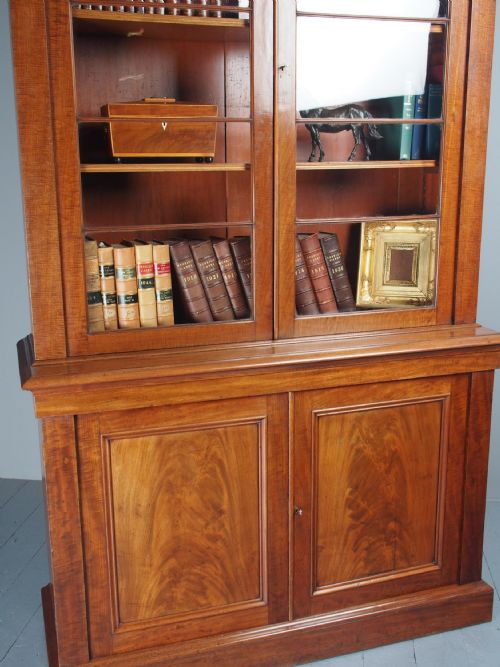 ANTIQUE GEORGE IV MAHOGANY 2 DOOR CABINET BOOKCASE - ADDITIONAL PHOTO 8