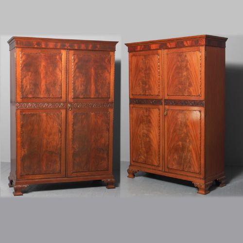 Pair of George III Style Mahogany Wardrobes