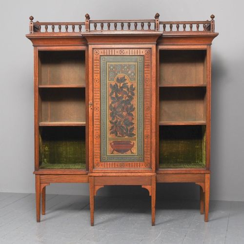 Oak and Painted Aesthetic Movement Bookcase