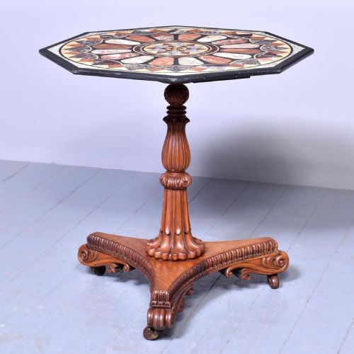 Antique Specimen Marble and Padouk Table