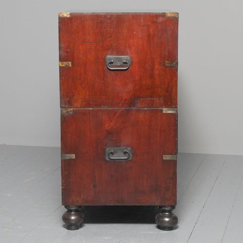 VICTORIAN TEAK TWO PART MILITARY CHEST - ADDITIONAL PHOTO 1