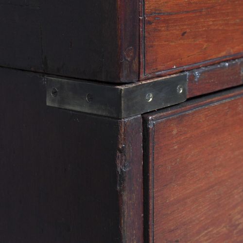 VICTORIAN TEAK TWO PART MILITARY CHEST - ADDITIONAL PHOTO 5