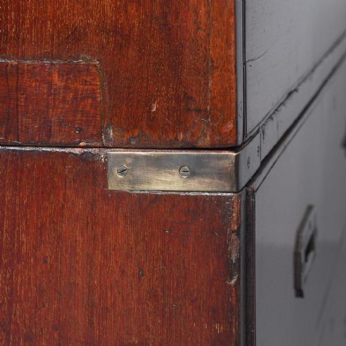 VICTORIAN TEAK TWO PART MILITARY CHEST - ADDITIONAL PHOTO 6