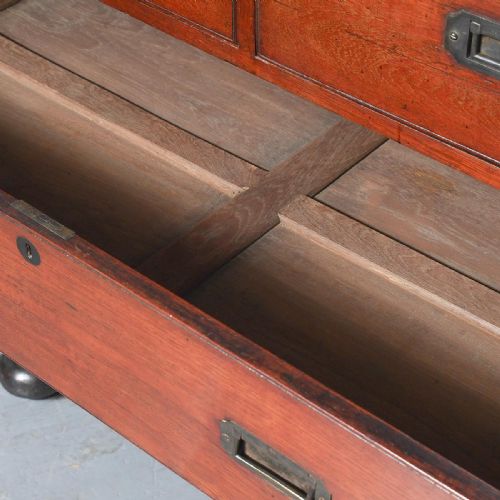 VICTORIAN TEAK TWO PART MILITARY CHEST - ADDITIONAL PHOTO 8