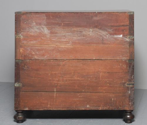 VICTORIAN TEAK TWO PART MILITARY CHEST - ADDITIONAL PHOTO 12