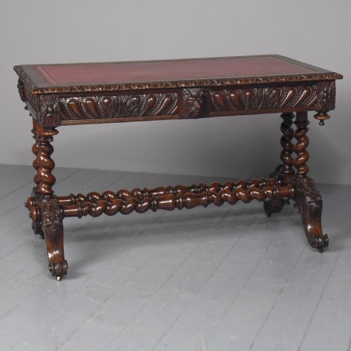 Antique Oak Flemish Writing Table