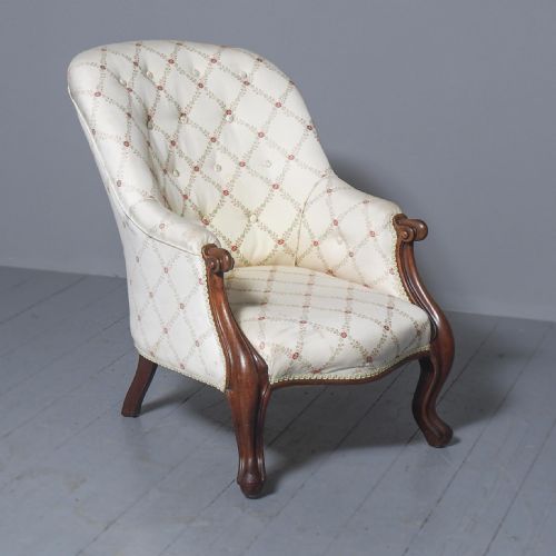 Antique Victorian Upholstered Mahogany Armchair