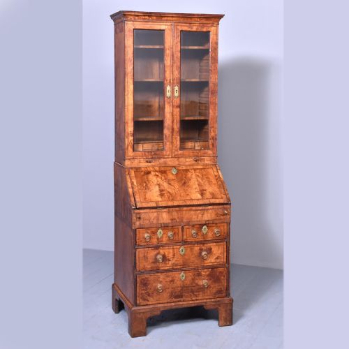 George I Walnut Bureau Bookcase