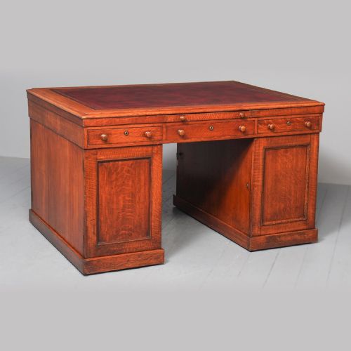 Victorian Golden Oak Partners Desk