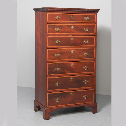 Tall George III Irish Inlaid Mahogany Chest of Drawers