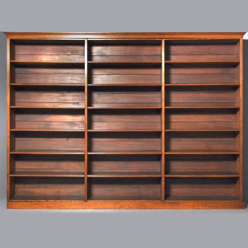 Large Victorian Oak Open Bookcase