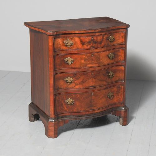 Georgian Style Figured Walnut Serpentine Chest of Drawers 29889